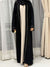 Stylish Black Layered Abaya with Beige Inner - Nida Fabric, 56'