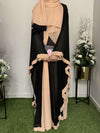 Mulberry and Beige Korean Chiffon Abaya | Agaaz by KAT | 56-Inch Elegant Modest Wear for Women