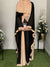 Mulberry and Beige Korean Chiffon Abaya | Agaaz by KAT | 56-Inch Elegant Modest Wear for Women