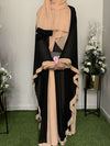 Mulberry and Beige Korean Chiffon Abaya | Agaaz by KAT | 56-Inch Elegant Modest Wear for Women