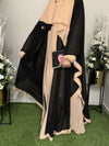 Mulberry and Beige Korean Chiffon Abaya | Agaaz by KAT | 56-Inch Elegant Modest Wear for Women