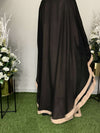 Mulberry and Beige Korean Chiffon Abaya | Agaaz by KAT | 56-Inch Elegant Modest Wear for Women