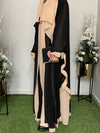 Mulberry and Beige Korean Chiffon Abaya | Agaaz by KAT | 56-Inch Elegant Modest Wear for Women