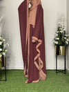 Maroon and Cider Brown Korean Chiffon Abaya | Agaaz by KAT | 56-Inch Stylish and Modest Dress for Women