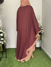 Maroon and Cider Brown Korean Chiffon Abaya | Agaaz by KAT | 56-Inch Stylish and Modest Dress for Women