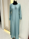 Sophisticated Steel Teal Nida Abaya - 54" Inch