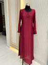 Elegant Maroon Nida Abaya - 54" Inch