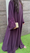 Eggplant Embroidered Abaya | Elegant Nida Fabric | Modest Wear 2025