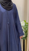 Blue Abaya with Elegant Crystal Detailing – Nida Fabric