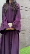 Eggplant Embroidered Abaya | Elegant Nida Fabric | Modest Wear 2025