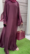 Royal Maroon Embroidered Abaya | Premium Nida Fabric | Modest Fashion 2025