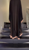 Mulberry and Beige Korean Chiffon Abaya | Agaaz by KAT | 56-Inch Elegant Modest Wear for Women