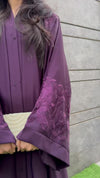 Eggplant Embroidered Abaya | Elegant Nida Fabric | Modest Wear 2025