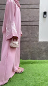 Ballet Pink Embroidered Abaya | Soft Nida Fabric | Modest Wear 2025