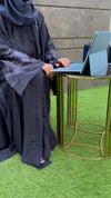 Elegant Deep Blue Nida Fabric Abaya with Floral Embroidery | Modest Fashion 2025