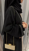 Stylish Black Layered Abaya with Beige Inner - Nida Fabric, 56'