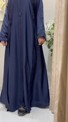 Blue Abaya with Elegant Crystal Detailing – Nida Fabric