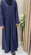 Blue Abaya with Elegant Crystal Detailing – Nida Fabric